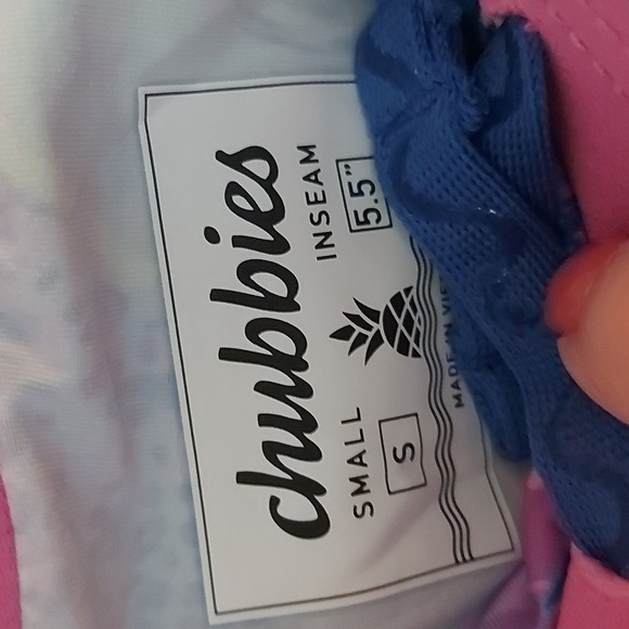 Chubbies Ultimate Training 5.5" Shorts Aqua Blue With Pink Dinosaur Print Lining - Picture 7 of 8